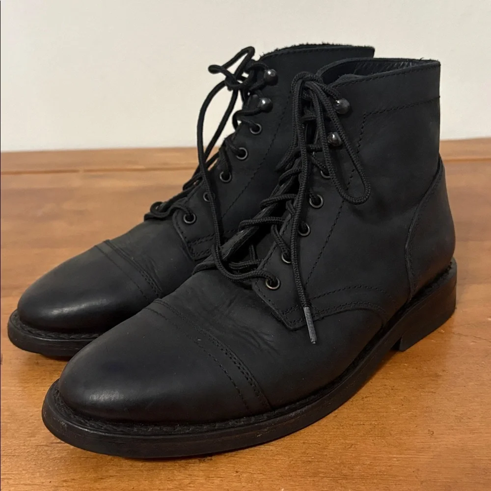 Thursday Captain Black Leather Boots Size 8